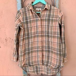 Madewell Plaid Flannel Long Sleeve Pink XS Shirt